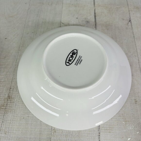 Home TM Blue Rim Scrolls White Center Smooth Ceramic 8" Pasta Soup Bowls Set 5 - Picture 5 of 16